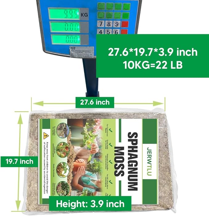 Natural Long Fiber Sphagnum Moss 1196QT for Orchid Potting Mix and Moss Pole for Plants Indoor. Ideal for Propagating Plants Maintaining Humidity for Reptiles Isopods in Paludarium (22 lb)