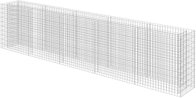 Gabion Raised Bed Silver Galvanized Steel 177.2x19.7x39.4 in Rectangular Planter for Outdoor Plants Durable Garden Bed