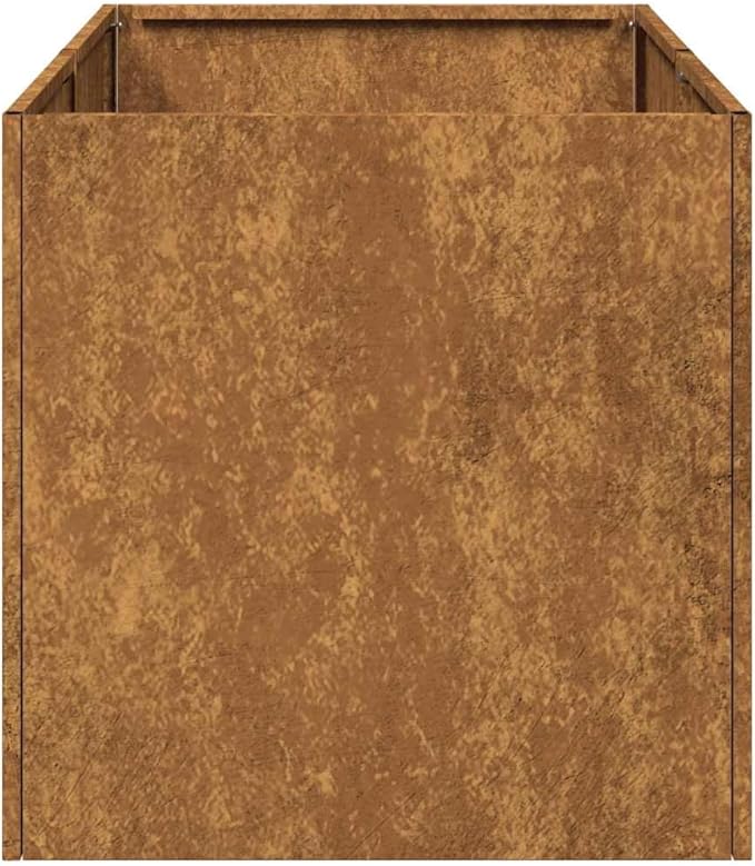 Large 31.5in Rectangular Weathering Steel Outdoor Planter Box Rustic Brown Garden Pot with Drainage for Patio Terrace and Balcony