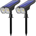 Outdoor Solar Spotlights 2 Pcs Eight RGB Light Choices 90° Head Adjustable for Garden Garage Patio Pathway Waterproof Solar Charge Abs Material