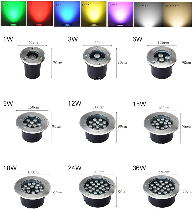 6PCS Landscape Lights - Outdoor Buried Lights AC85-265V IP66 Waterproof Recessed LED Spotlight Round Ground LED Spotlight for Villas Stair Step Lawn Lighting(Warm White12W)