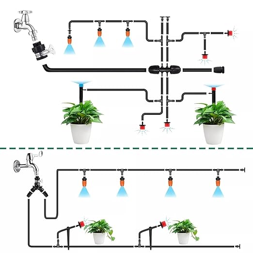 302PCS Drip Irrigation System for Garden: Automatic Drip Irrigation Kit Plant Watering System with 5 Kinds of Sprayers for Greenhouse Yard