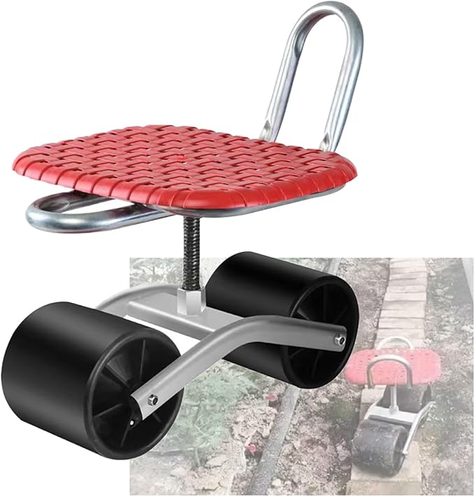 Adjustable 360° Swivel WorkseatRolling Garden Cart with Seat with 2 Wheelsfor Lawn Yard(Black)