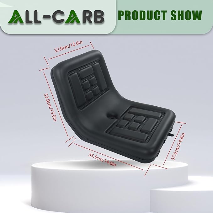 ALL-CARB Universal Compact High Back Lawn Tractor Seat with Central Drainage Holes Replacement for Riding Lawn Mowers