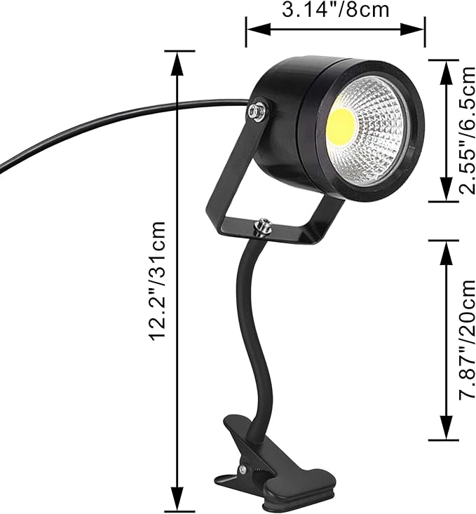 Kiven IP65 Waterproof LED Landscape Up Down Light LED Decorative Spotlight Lamp with Plug-in Cord and Timer for Indoor Outdoor Plants Yard Advertising Board LED Lawn Light - Black (10W Cool White)