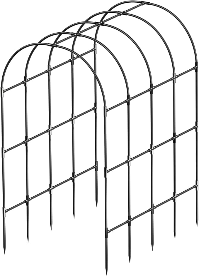 Garden Arch Trellis Metal Arch Trellis for Climbing Plants Outdoor Yard Garden Climbing Plants w/Decorative Wire Lattice - Black