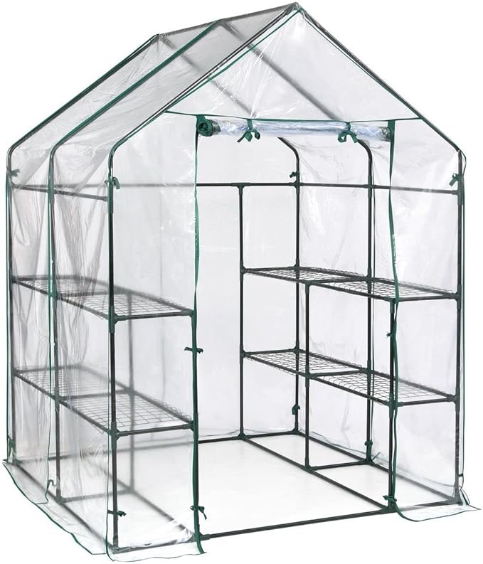 ShelterLogic 4'8 x 4'8 x 6'5 GrowIT Small Walk-in Greenhouse with 8 Wire Shelves for Outdoors Easy-Access &amp Durable