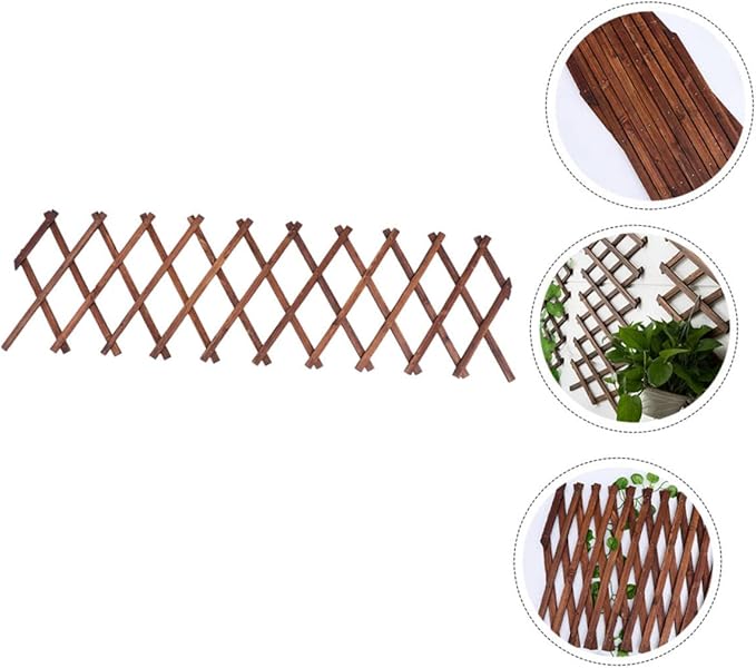 balacoo Expandable Carbonized Wood Vine Support Plant Fence Garden Trellis Outdoor Plant Climb Support Decorative Fence Panel