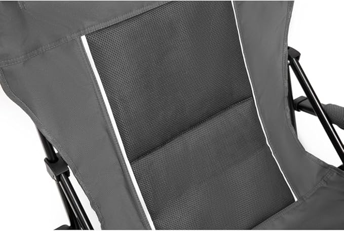 High Back Heavy Duty Lawn Chair Support 250LBS Portable Collapsible Chair with Cup Holder (Gray + Steel)