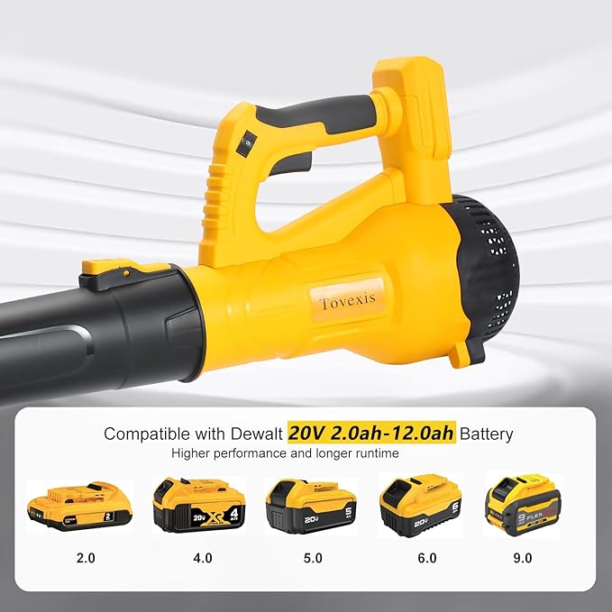 Leaf Blower Cordless for DEWALT Battery (No Battery) - 580CFM &amp 6 Speed Levels Electric Brushless Cordless Handheld Blower for Town Care Patio Blowing Leaves and Snow