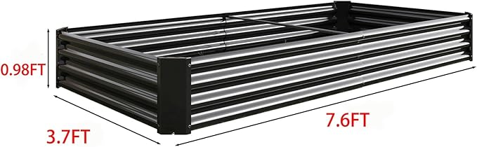 Raised Garden BedRaised Beds for Gardening Outdoor for Vegetables Flowers Ground Planter BoxGalvanized Raised Garden Beds. (Black with 8x4x1ft)