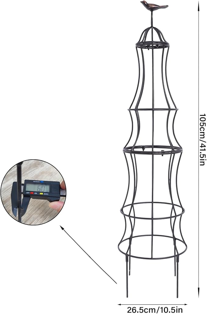 42 Inch Obelisk Trellis for Climbing Plants - Durable Metal Outdoor Support for Roses Bougainvillea Vines and Potted Plants - Easy to Install Garden Decoration