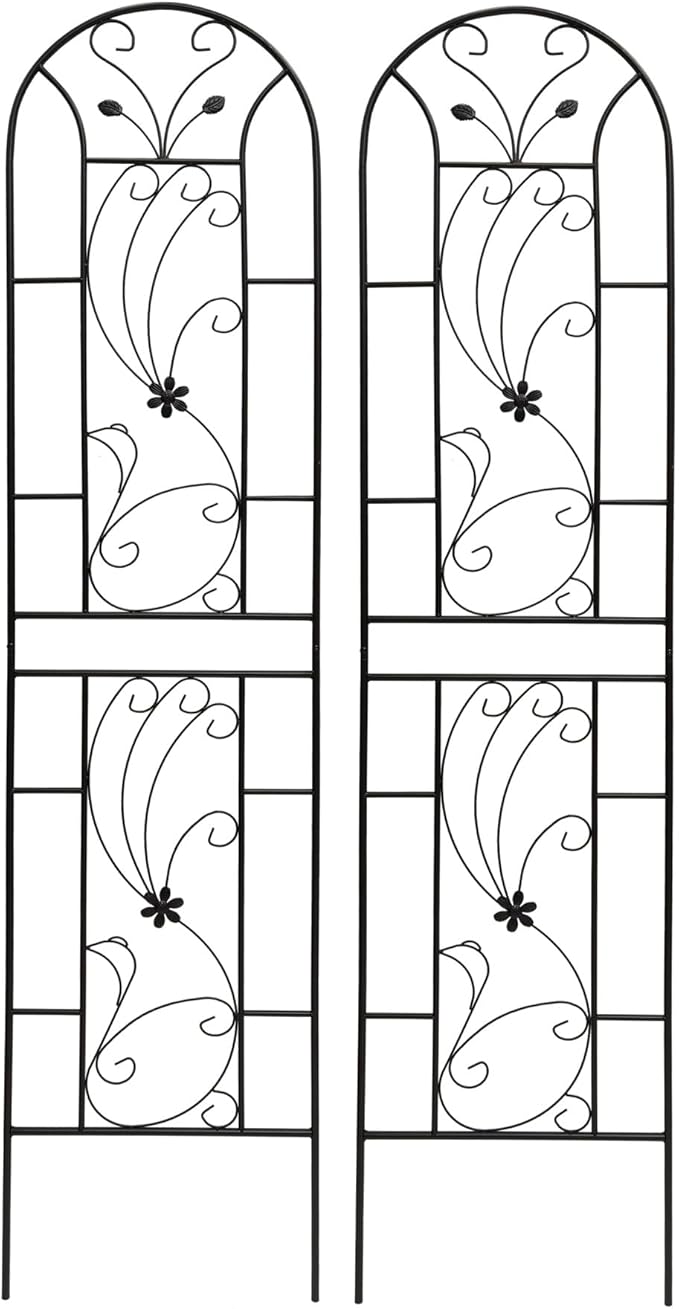 86.7 x 19.7 Metal Garden Trellis 2/4 Pack for Climbing Plants Outdoor Flower Support Plant Support for Vines Roses Garden Screen Practical(2 Pack)