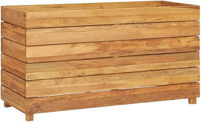 Raised Garden Bed Wooden Raised Bed Raised Garden Planter Box for Vegetables Flower Herb Gardening 39.4 x 15.7 x 21.7 Recycled Teak and Steel