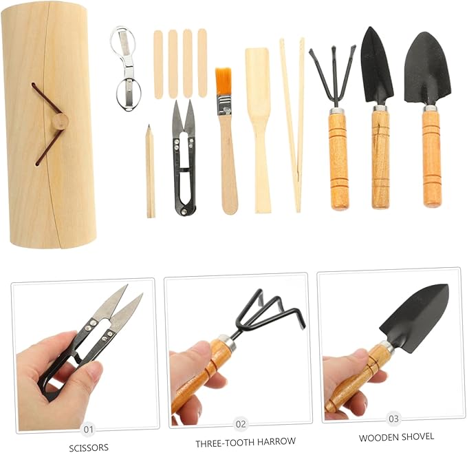 Mipcase 1set Mini Gardening Tool Set Outdoor Garden Hand Tools for Bonsai Vegetables and Houseplants Lightweight and Portable Gardening Accessories for Efficient Farming