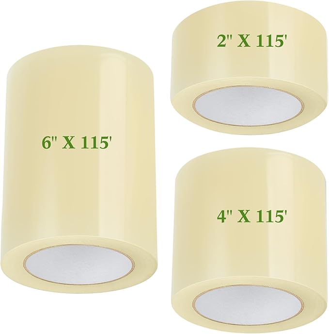 Frienda 3 Rolls 6.3 Mil Greenhouse Repair Tape 2''/4''/6'' x 115' Heavy Duty UV Resistant Clear Greenhouse Sheeting Coverings Film Tape for Seaming and Sealing