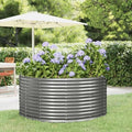 Garden Raised BedOutdoor Garden Raised Planter Boxes Garden Beds Suitable for Growing Flowers Porch and Fruits Herbs Gray 55.1X55.1X26.8 Powder-Coated Steel