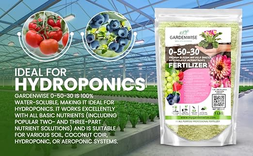0-50-30 Universal Premium Bud and Bloom Booster Increases Flowering &amp Yield for Use in Soil and Hydroponics Super Concentrated Flower Fuel (1 LBS)