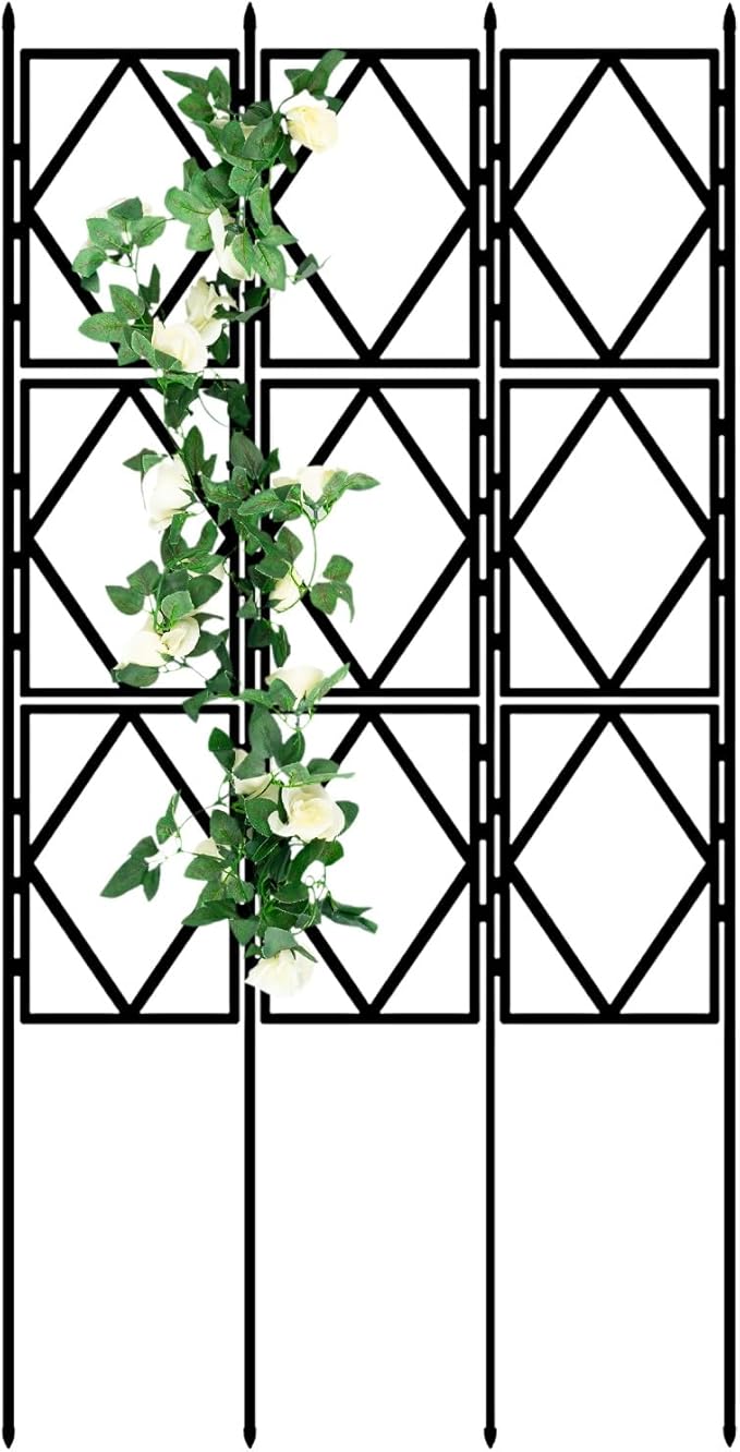 Outdoor Plant Trellis for Climbing Roses Garden Trellis Flower MARXAN Vertical Climbing Plants Support for Patio Balcony and Outdoor Decor Black(W60xH220CM(2.0x7.2FT))