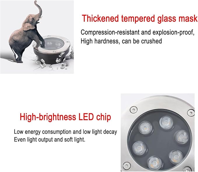 LED Buried Lights - Outdoor Landscape Lights DC 24V Low Voltage Round Ultra-Thin Garden Ground Lights IP67 Waterproof Outdoor Recessed Spot Light Driveway Park Patio Floor Lamp(Yellow12W)