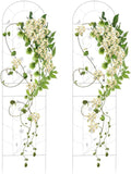 2 Packs 82.6x20 inch Metal Garden Trellis for Climbing Plants Outdoor Retro Iron Garden Decor Fences Panels Flower Plant Support Racks for Roses Vegetables Flowers Expandable (White)