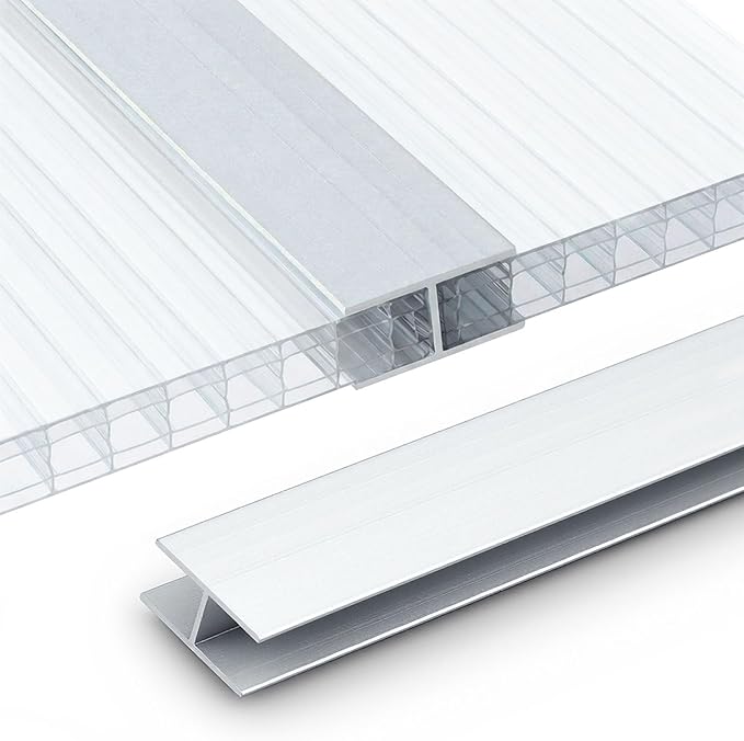 Shimeyao 14 Pcs 4 ft Aluminum H Connectors Greenhouse Panels Connectors Fits 8 mm Twin Wall Greenhouse Polycarbonate Panel Join 2 Pcs Panels Together Duty Dust Rain and Moisture Protection