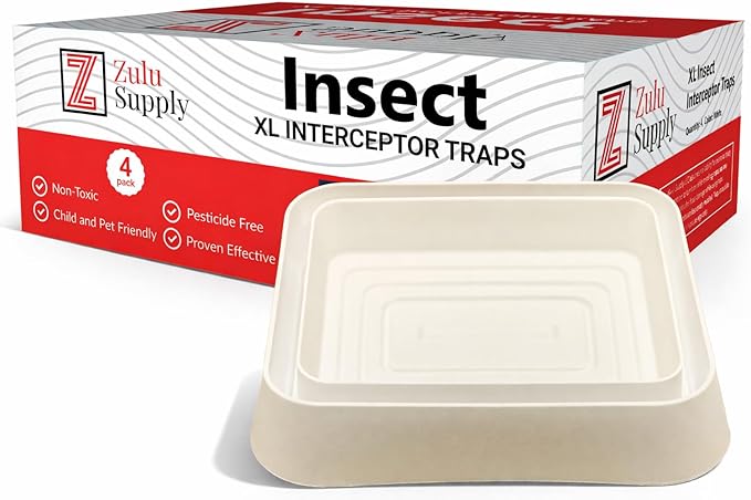 Bed Bug Interceptor Traps – XL White 4-Pack Passive Monitor &amp Detection Trap – Universal Fit for Bed &amp Furniture Legs – Reusable Non-Climbable Wall Pest Control Protection (XL White 4-Pack)