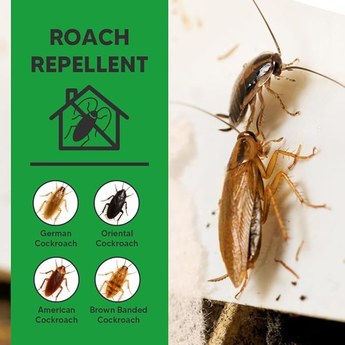 Roach Repellent Indoor Cockroach Repellent Pet Safe Long-Lasting Roach Deterrent for Kitchen/Bathroom/Garage/Basement Keep Roaches Away Indoor and Outdoor Use-4 Pack
