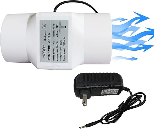 10W Ventilation Fan 3 Inch Inline Duct Fan 12V Turbo Blower Fan Hot Air Cooling Fan for Hydroponics Vents Grow Tents Greenhouse (Color : Normal Power Size : 3IN/10W)
