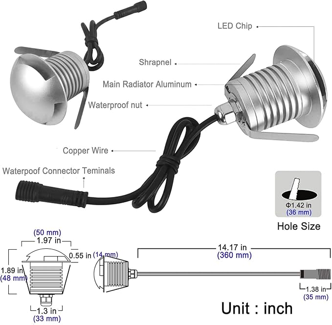 Rotation Spotlights 220V Long Range LED Floodlights IP65 Waterproof Villa Courtyard Building Lighting Wall Washer Lights Hotel Exterior Landscape Lamp(Q3-3 Way12V-Cool White 6000K)