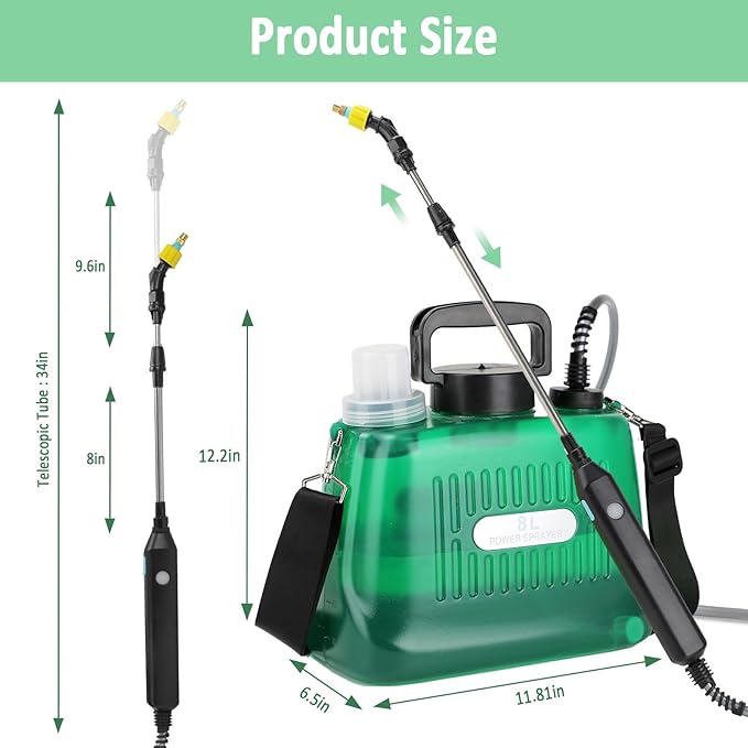 Battery Powered Sprayer 2 Gallon Electric Sprayers in Lawn and Garden Sprayer Pump Sprayer Outdoor Battery Operated Sprayer for Lawn &amp Garden
