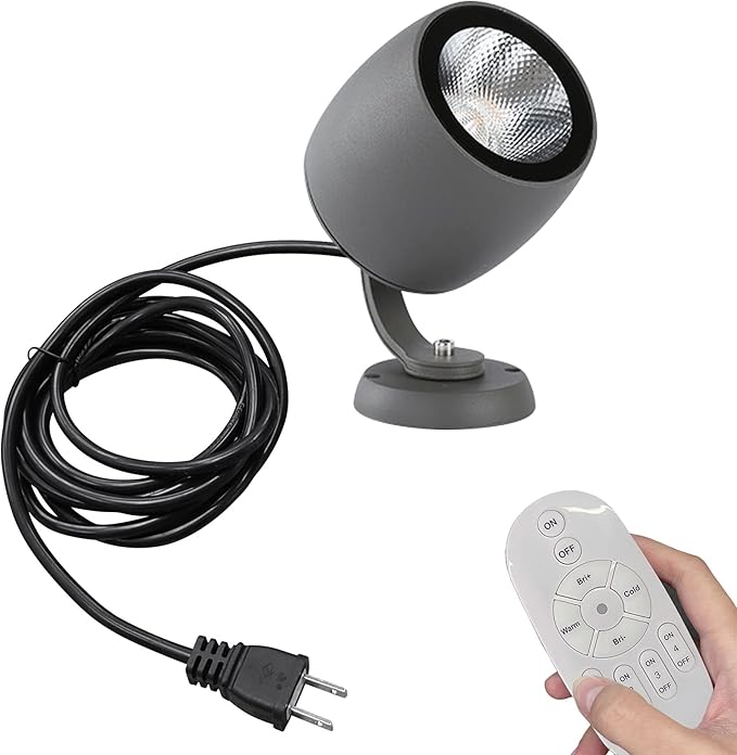 Kiven Remote Control Spotlight Color Changing &amp Stepless Dimming Light IP65 Waterproof 10W LED Landscape Light LED Decorative Spotlight Lamp with Plug-in Cord for Indoor Outdoor LED Lawn Light