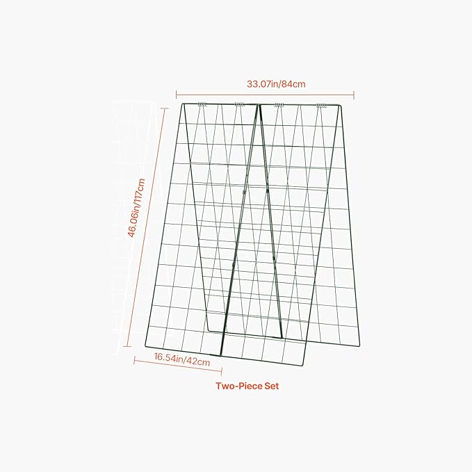 Happybuy Cucumber Trellis for Climbing Plants 46 x 32 Foldable Cucumber Trellis Set with Plant Clips Outdoor Plant Grow Support for Tomato Squash Vegetable