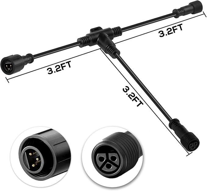 SUNTHIN 6 Pack RGB Color Changing Spot Uplights with Remote &amp 9.8FT T Shape Tee Extension Cord