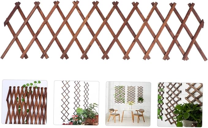 Yardwe Carbonized Wood Flower Stand Expandable Garden Trellis for Outdoor Plants Climbing Vines