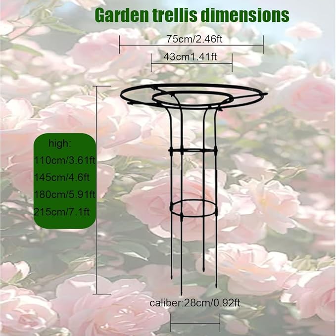 Outdoor Garden Trellis for Climbing Plants and Flowers Indoor Tower Frame Easy to Assemble Rustproof Garden Obelisk Trellis for Backyard Patio 110cm 145cm 180cm 215cm(White5.91ft)