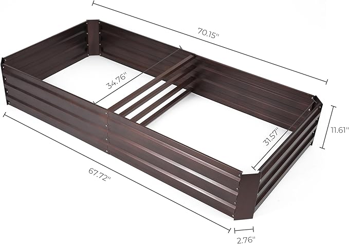 LuxenHome Galvanized Raised Garden Bed Kit 6x3x1ft Raised Garden Bed Outdoor Rectangular Metal Gardening Planter Box Large Plant Pot Planting Bed Gardening Tools for Vegetables Flowers Herbs