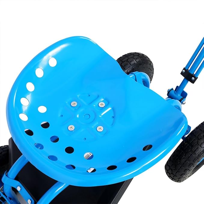 Garden Seat with Wheels Outdoor Garden Stool with Adjustable 360° Swivel Seat and Tool Tray Heavy Duty Rolling Garden Cart for Planting Gardening Scooter for Lawn Yard PatioBlue
