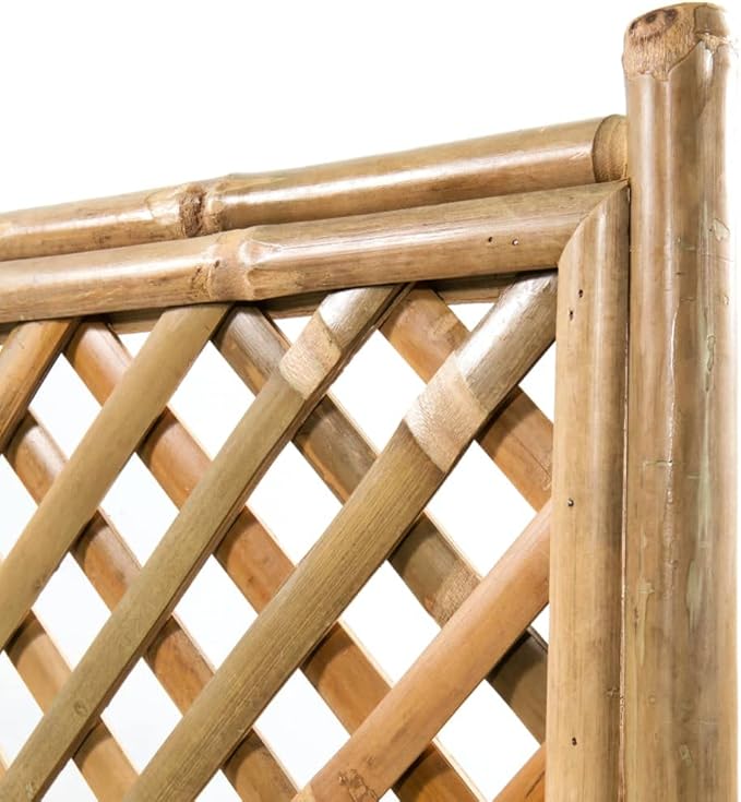 Garden Raised Bed Natural Bamboo 27.6x11.8x53.1 inch Outdoor Planter with Trellis for Climbing Plants Patio Deck Balcony