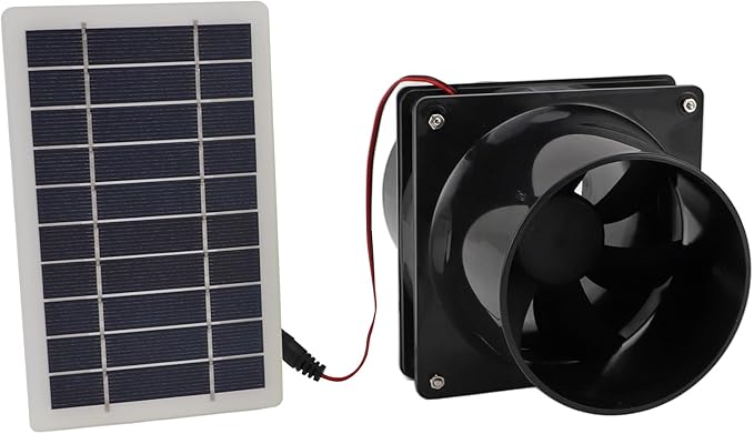 Yosoo Health Gear Solar Powered Exhaust Fan Round Pipe Exhaust Fan with Solar Panel Kit ABS Solar Panel Ventilation Fan Kit for Pet House Chicken Coop RV Greenhouse 6in High Speed