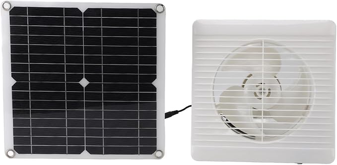 12W Solar Powered Fan Kit with Lithium Battery Exhaust Ventilation for Greenhouse Chicken Coop Shed Outdoor Camping