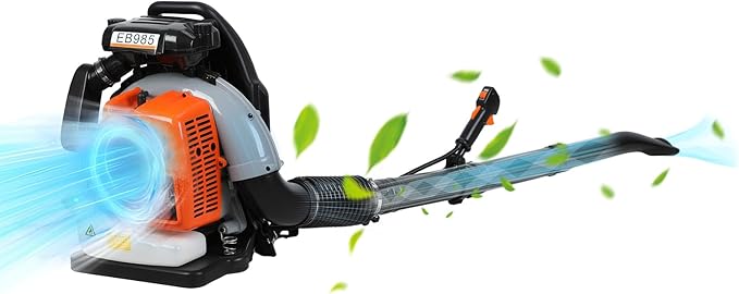 65cc Backpack Leaf Blower - 200MPH Gas Leaf Blower High-Velocity Strong Wind Back Pack Leafs Blowers with 1.7L Tank for Lawn Garden &amp Commercial Use Orange