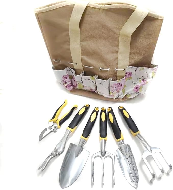 Garden Tools Set - with Storage Organizer Ergonomic Hand Digging Weeder Rake Shovel Trowel (Color : Green)