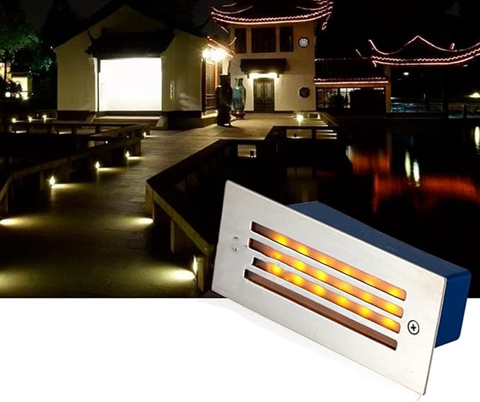 3W/5W Rectangle Garden LED Buried Lights - LED Landscape Lights IP65 Waterproof Outdoor Recessed Spotlights Stair Corner Lights for Patio Pathway Step Buried Garden Lamp(Yellow3W(AC24V))