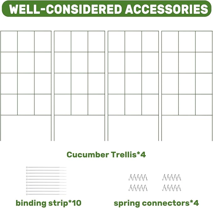 DOEWORKS Cucumber Trellis 39 High Foldable A Frame Garden Trellis 2 Pack Plant Support for Climbing Cucumber Beans Tomatoes Flowers Green