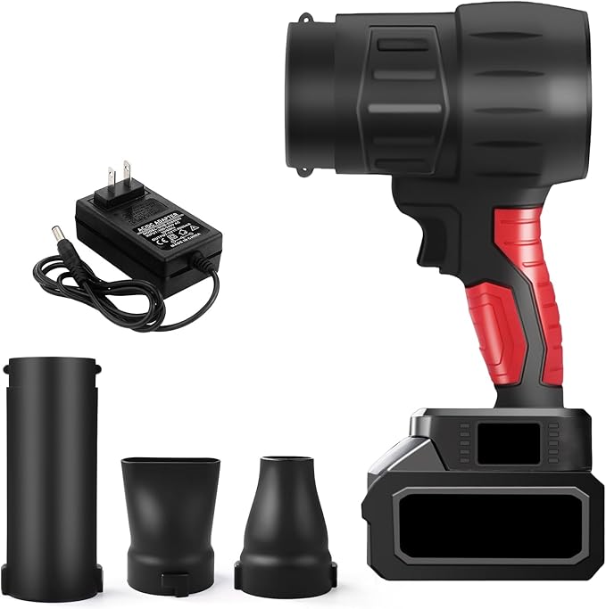 ZPSHYD Cordless Turbo Fan Blower 21V 800W High-Speed Handheld Leaf and Snow Blower with 3 Nozzles Stepless Speed Control for Car Garden and Workshop