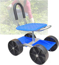 Rolling Garden Work Seat Gardening Cart Stool with Storage BasketSeat 360° Rotationfor Home Outdoor Lawn Yard4 Wheels
