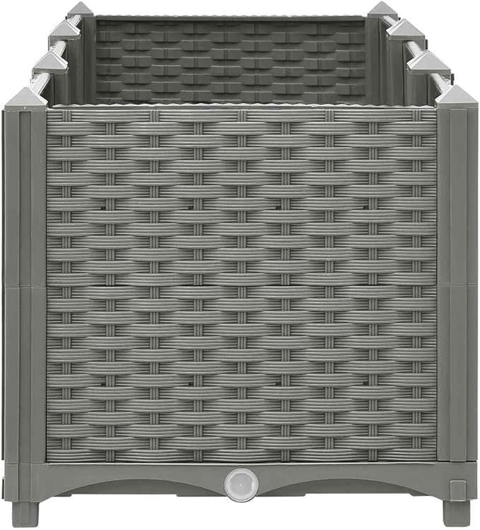 YAFF Rectangular Raised Garden Bed - Light Grey Polypropylene Textured Basketweave Finish 47x47 Inches