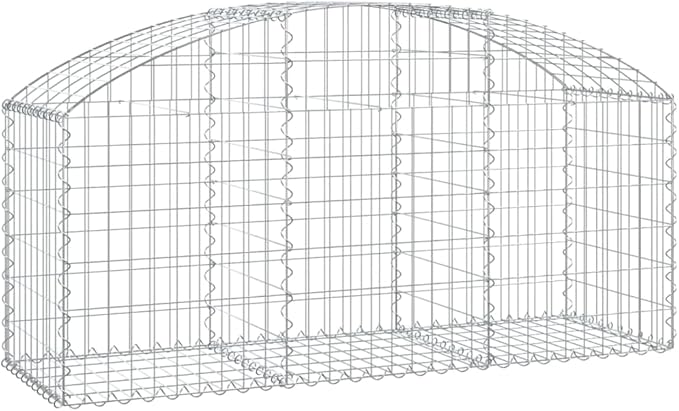 Gabion Basket Silver Galvanized Iron 59.1 x 19.7 x 31.5 in Rectangular Metal Planter for Outdoor Plants Strong Garden Bed Wall Structure
