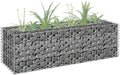 Gabion Raised Bed Silver Galvanized Steel Planter Box 35.4 x 11.8 x 11.8 Inch Outdoor Garden Planters for Flowers Herbs Succulents